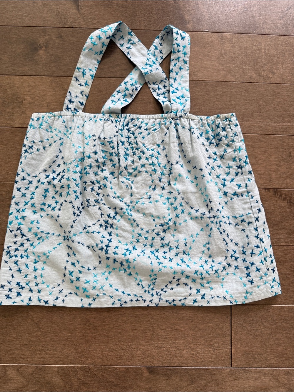Warm White & Teal Printed Crossback Camisole
